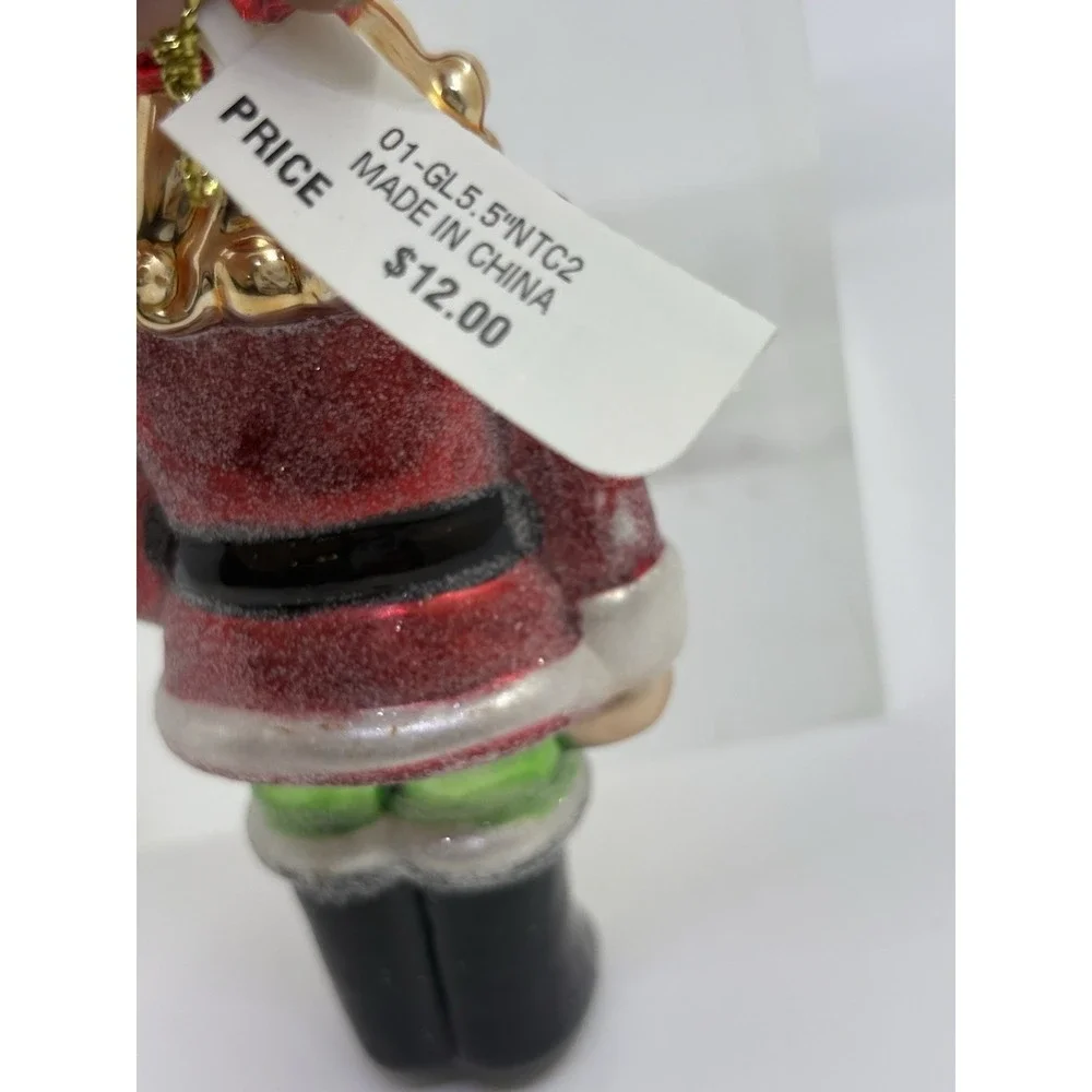 Vintage Bearded Nutcracker With Cupcake Hat Blown Glass Ornament Xmas New tag